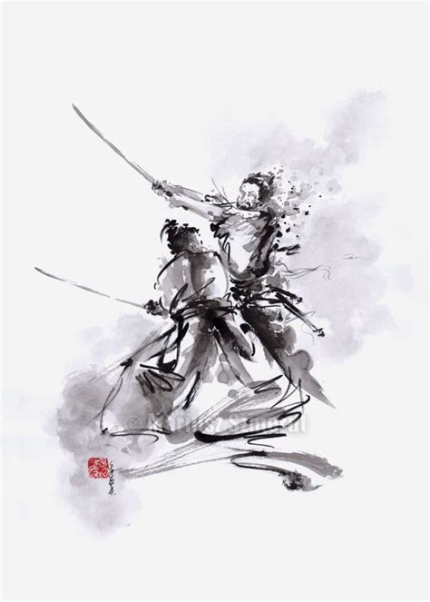 Watercolor Landcolor Skycolor Samurai Artwork Samurai Art Warrior Paint