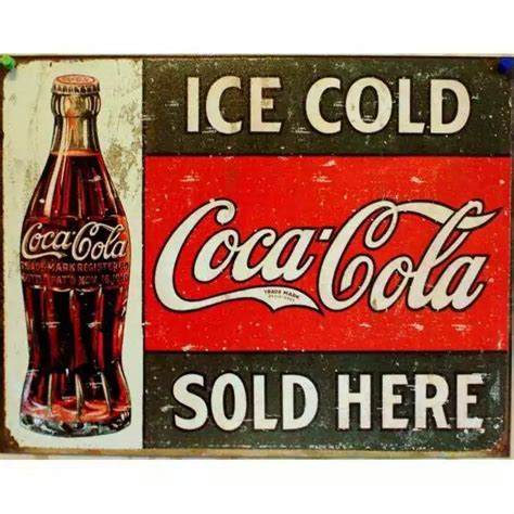 Plaque Coca Cola Ice Cold Vieillit Pub Usa Tole Affiche Loft