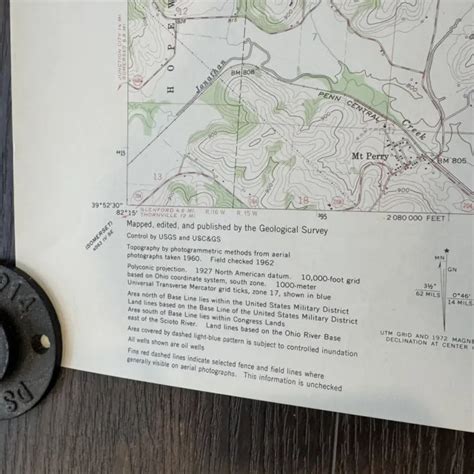 Us Geological Survey Usgs Topography Map Vintage Map Gratiot Oh 27 X 22” 3713 Picclick Ca