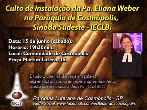 Portal Luteranos Convite Para O Culto De Instala O Pa Eliana Weber