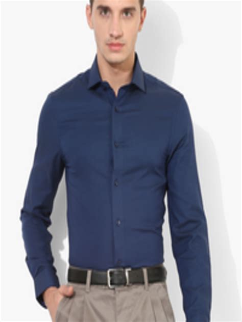 Buy Marks Spencer Men Navy Blue Slim Fit Solid Formal Shirt Shirts