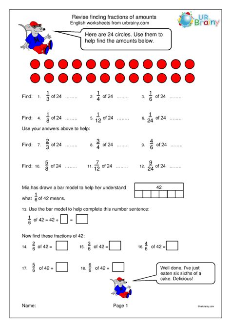 Fractions Of Amount Worksheet