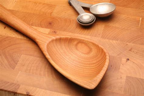 13 Inch Handmade Wooden Spoon With Flat End And By Kitchencarvings