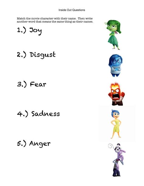 Inside Out Movie Questions Worksheet Inside Out Esl Teaching Worksheets