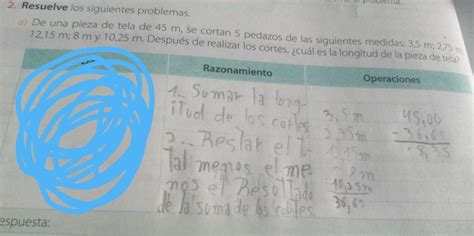 De Una Pieza De Tela De 45 M Se Corta En Cinco Pedazos De Las