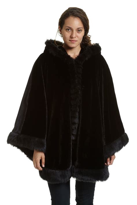 Leathercoatsetc Faux Fur Hooded Cape