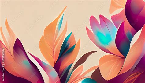 Abstract botanical plant wallpaper. Colorful art drawing. Elegant ...