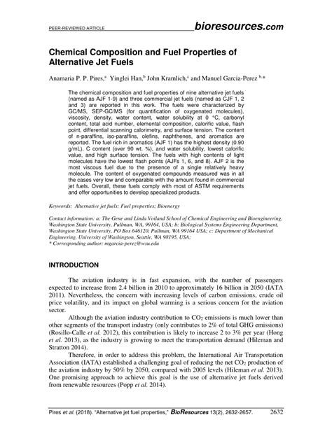 (PDF) Chemical Composition and Fuel Properties of Alternative Jet Fuels