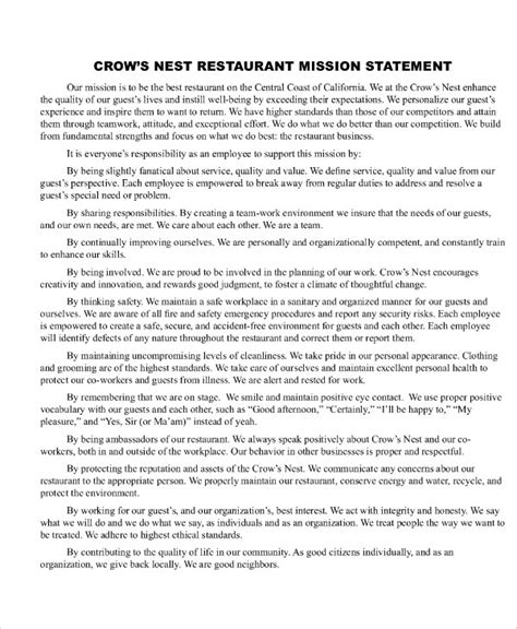 FREE 12+ Sample Restaurant Statement Templates in MS Word | PDF