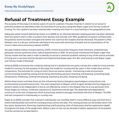 Refusal Of Treatment Essay Example