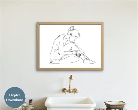 Naked Woman Art Nude Line Drawing Erotic Line Art Modern Etsy