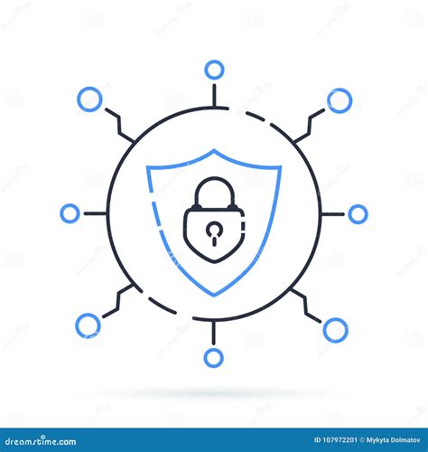 Cyber Security Icon Vector Illustration Protection Network With Lock And Shield Closed