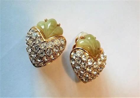 Joan Rivers Pave Crystal Clip On Earrings Designer Gold Vintage