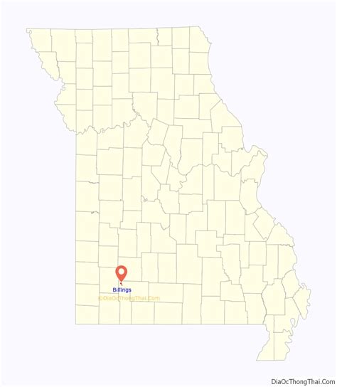 Map of Billings city, Missouri - Thong Thai Real