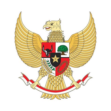 Garuda Pancasila El Nasal Emblema De Indonesia Icono Aislado En Blanco