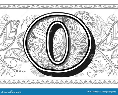 Zentangle Stylized Alphabet Letter O Handrawn Alphabetical Doodles In