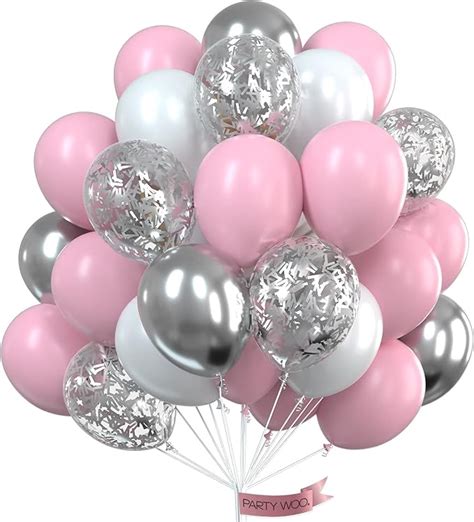 Partywoo Pink Balloons Set 60 Pcs Pink And White Balloons