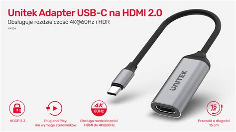 Unitek Adapter Usb C Na 2x Hdmi 4k Mst Adapter Usb Cena Raty