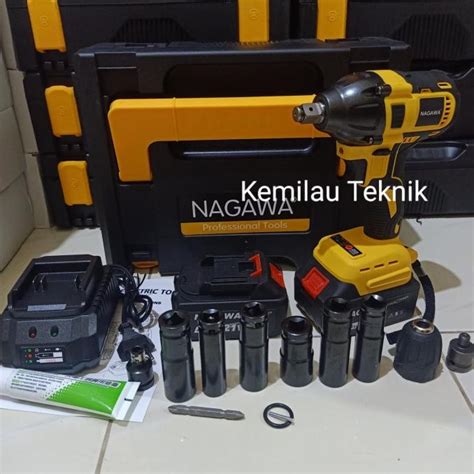 Jual Mesin Impact Wrench Baterai Brushless NAGAWA 21V Cordless Pembuka