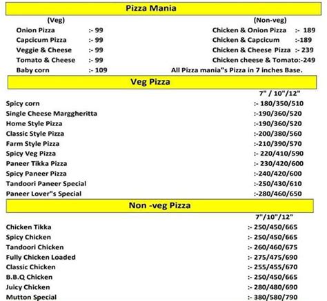 Menu of Pizza Perfection, Sector 75, Noida