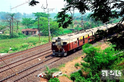 Emu Suburban Local Train On Track Calcutta Kolkata West Bengal