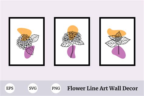 Hydrangea Flower Lineart Wall Decoration Graphic By Nurdesign99