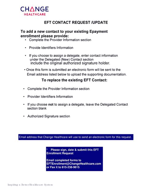 Eft Contact Request Update Fill Online Printable Fillable Form Fill