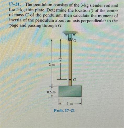 Solved 17 21 The Pendulum Consists Of The 3 Kg Slender Rod Chegg