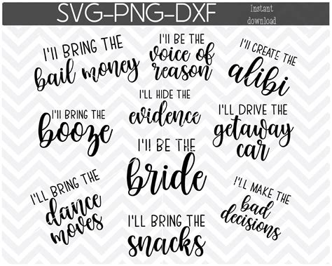 Craft Supplies Tools Bridesmaid Svg Files Bride Wedding Party Svg