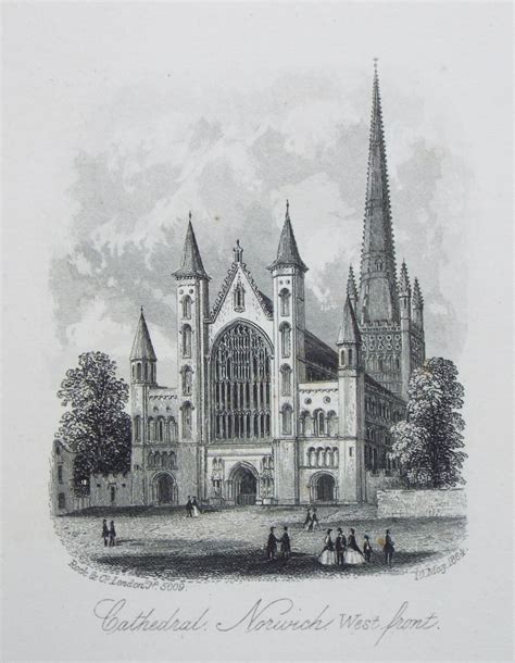 Antique Prints Of Norwich Cathedral