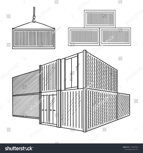 Sketch Different Containers Hand Drawn Vector Stock Vector Royalty