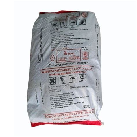 Sodium Metabisulfite Chemical Packaging Type Bag Packaging Size