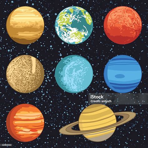 Vector Illustration Of Solar System Planets Stock Illustration Download Image Now Satellite