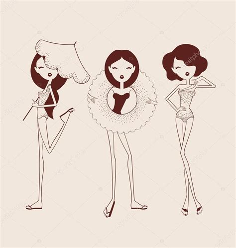 Fashion Girls In Bikini Stock Vector Image By Yemelianova 29944459