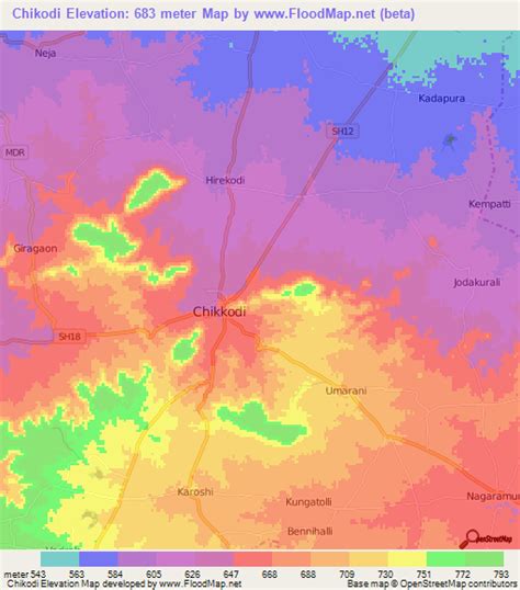 Elevation of Chikodi,India Elevation Map, Topography, Contour