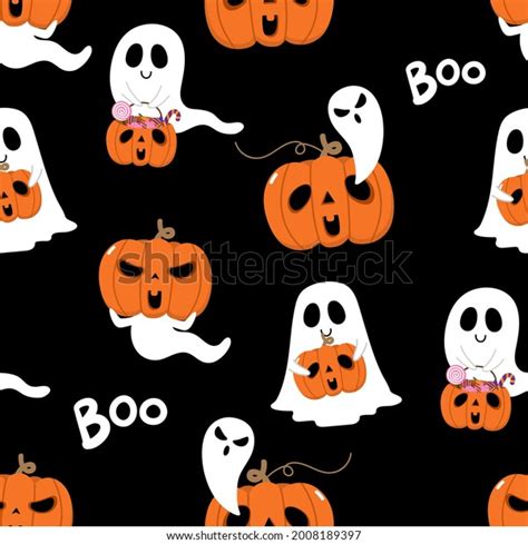 Happy Halloween Wallpaper Cute Spooky Ghosts Stock Vector (Royalty Free ...