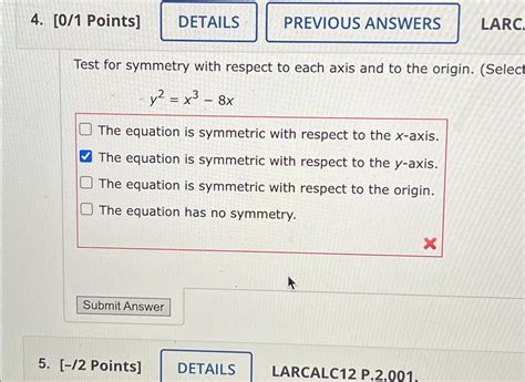 Solved 0 1 Points PREVIOUS ANSWERSLARCTest For Symmetry Chegg