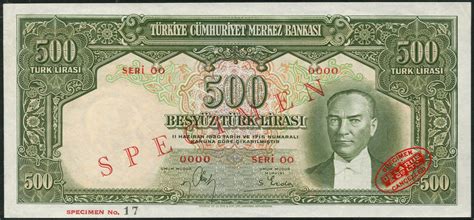 Central Bank Of Turkey Specimen Lirasi Law Of