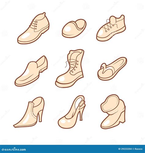 Iconos del zapato fijados ilustración del vector Ilustración de