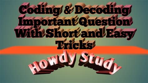 Coding Decoding Reasoning Short Tricks Part 2 Important Questions