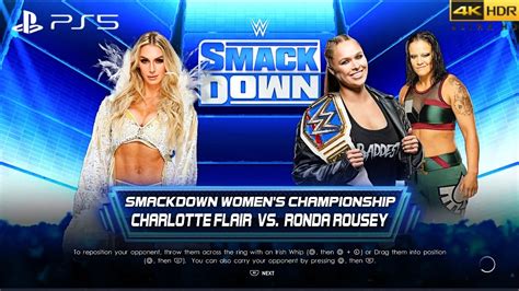 WWE 2K22 PS5 RONDA ROUSEY Vs CHARLOTTE FLAIR SMACKDOWN WOMEN S