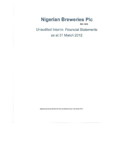 Nigerian Breweries Plc NB Ng Q12012 Interim Report