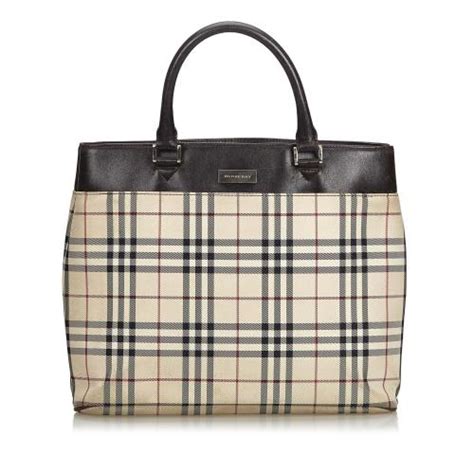 Burberry Plaid Coated Canvas Satchel