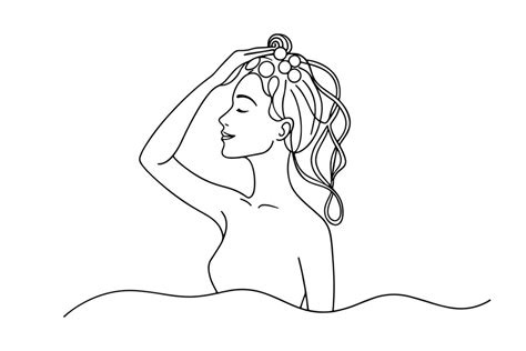 Premium Vector Woman Washing Hair In Shower One Line Continuous Line