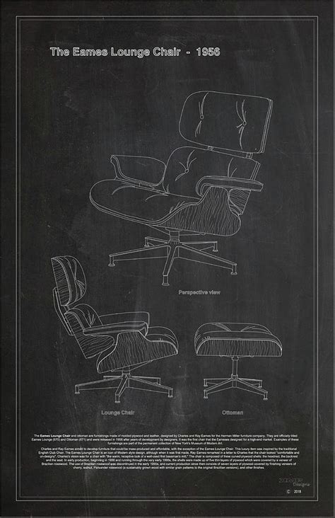 The Eames Lounge Chair Chalkboard Drawing By Kenneth Perez Pixels