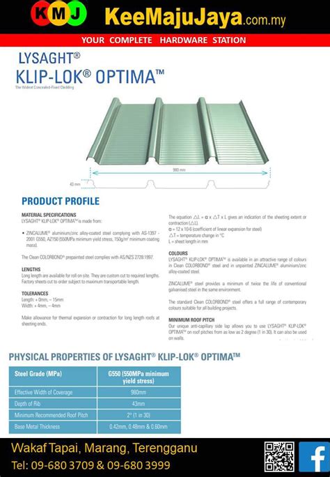 Lysaght Kliplok Optima Building Materials Online