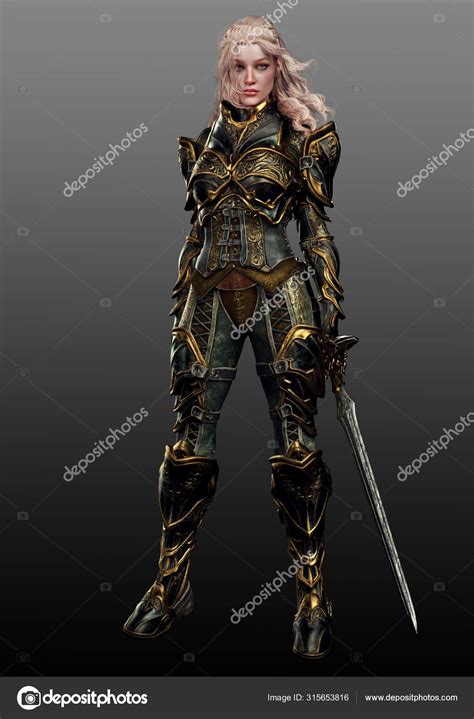 Female Warrior Knight Fantasy Medieval Armor Stock Photo by ©Ravven ...