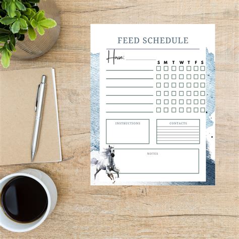 Horse Feeding Schedule Digital Download Simple Horse Feed Tracker Printable PDF for Equine Care ...