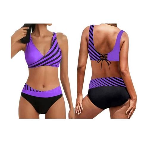 Femme Maillot De Bain Deux Pi Ces Taille Haute Bikini Set Push Up