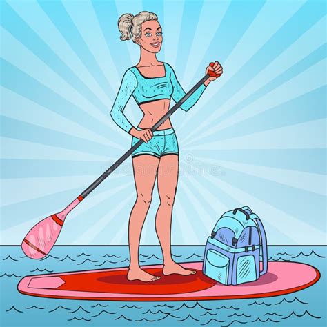 Woman In Swimsuit With Cocktail Pop Art Stock Vector Illustration Of